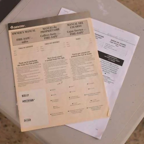 Example #4 of real world hardcopy Sentry Safe manual