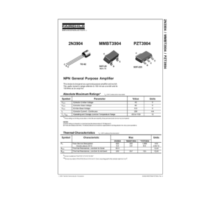 2N3904 MMBT3904 PZT3904 Fairchild NPN General Purpose Transistor Data Sheet