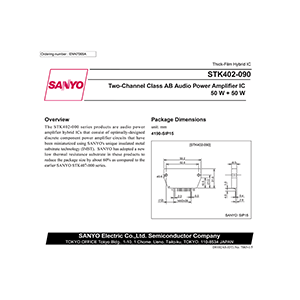 STK402-090 Sanyo Two-Channel Class AB Audio Power Amplifier IC 50W+50W Data Sheet