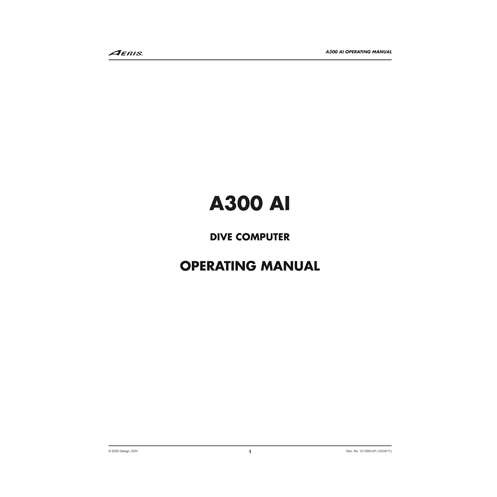 Aeris A300 AI Dive Computer Operating Manual
