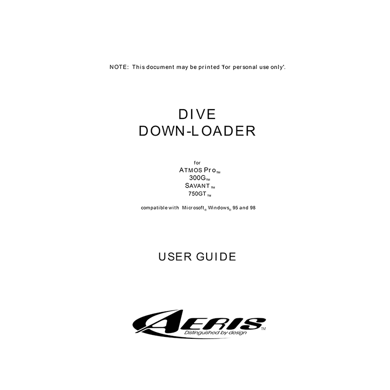 Aeris Dive Down-Loader Software User Guide