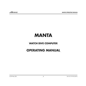 Aeris Manta Watch Dive Computer Operating Manual