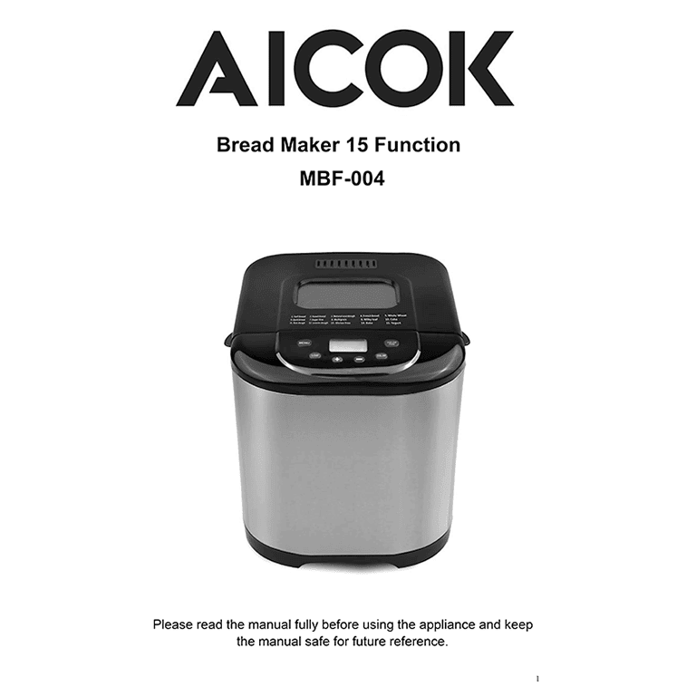 Aicok MBF004 15function Bread Maker User Manual