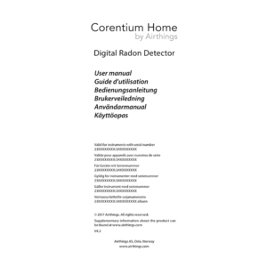 Airthings Corentium Home Digital Radon Detector User Manual