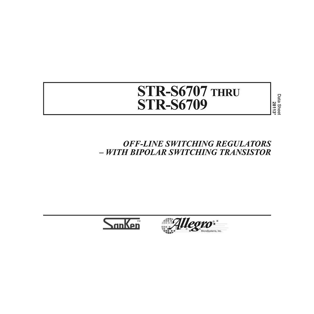 STR-S6708 Allegro Sanken 7.5A off-line switching regulator with bipolar switching transistor Data Sheet