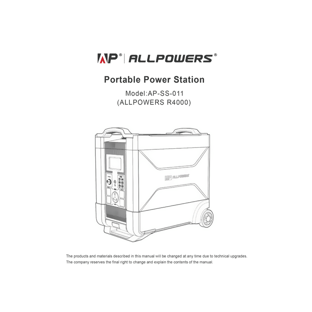 ALLPOWERS R4000 Power Station User Manual