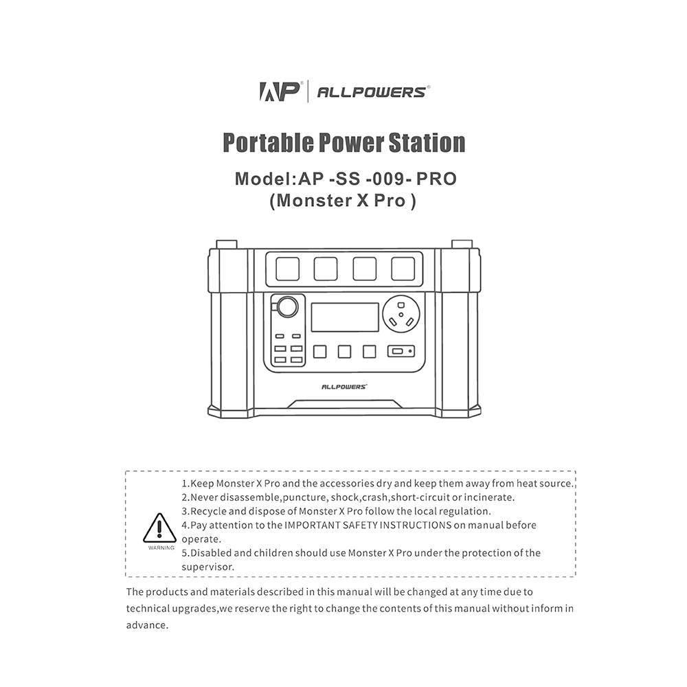 ALLPOWERS S2000pro Portable Power Station User Manual