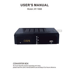 Aluratek ADTB01F ATSC Digital Converter Box AT-1668 User's Manual