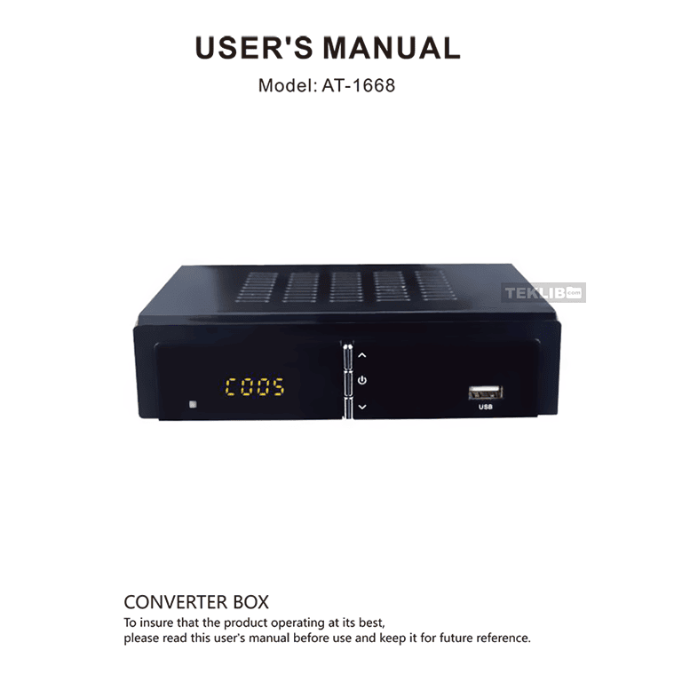 Aluratek ADTB01F AT1668 ATSC Digital TV Converter Box Manual