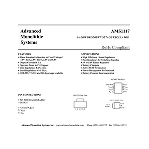 AMS1117 1A Voltage Regulator Data Sheet