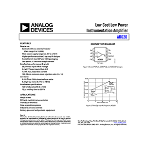 AD620 Analog Devices Instrumentation Amplifier Data Sheet