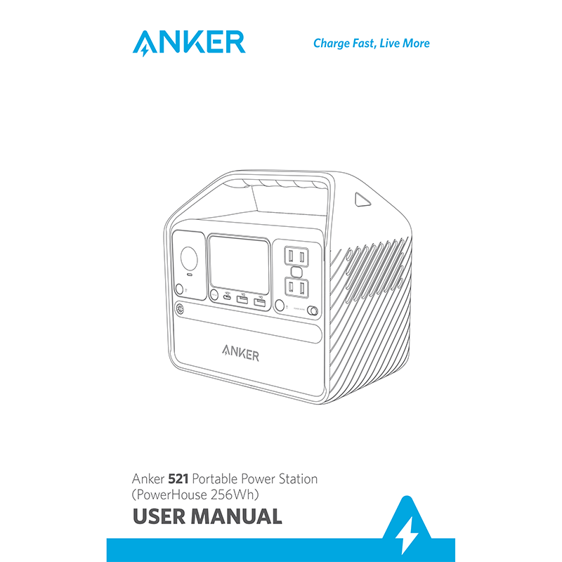 Anker 521 PowerHouse 256Wh Portable Power Station A1720 User Manual