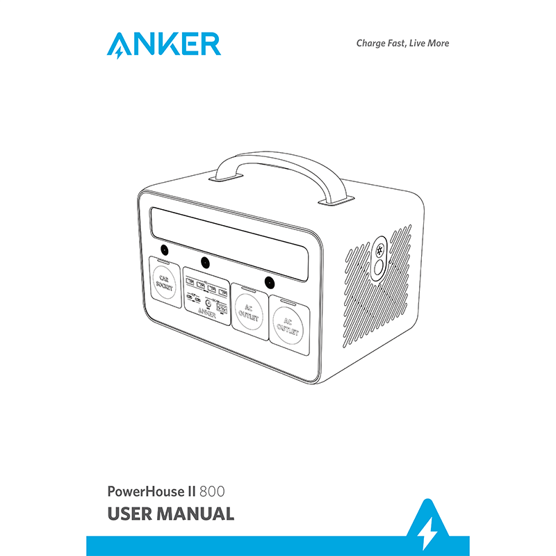 Anker 545 PowerHouse II 800 Portable Power Station A1750 User Manual