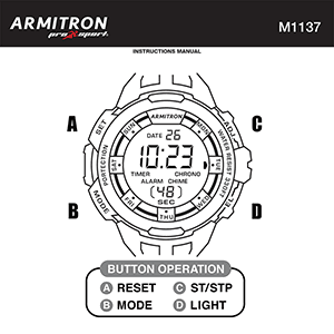 Armitron 40/8373 Digital Watch Instruction Manual