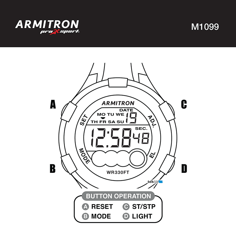 Armitron CPU 45/7053 Digital Watch Instruction Manual