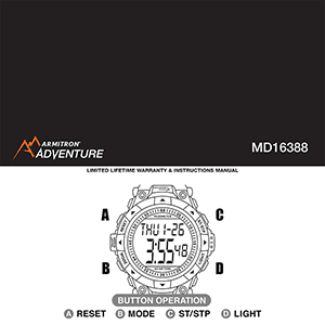 Armitron Adventure AD/1010 Digital Watch Instruction Manual