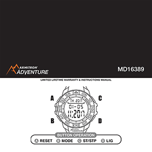 Armitron Adventure AD/1011 Digital Watch Instruction Manual