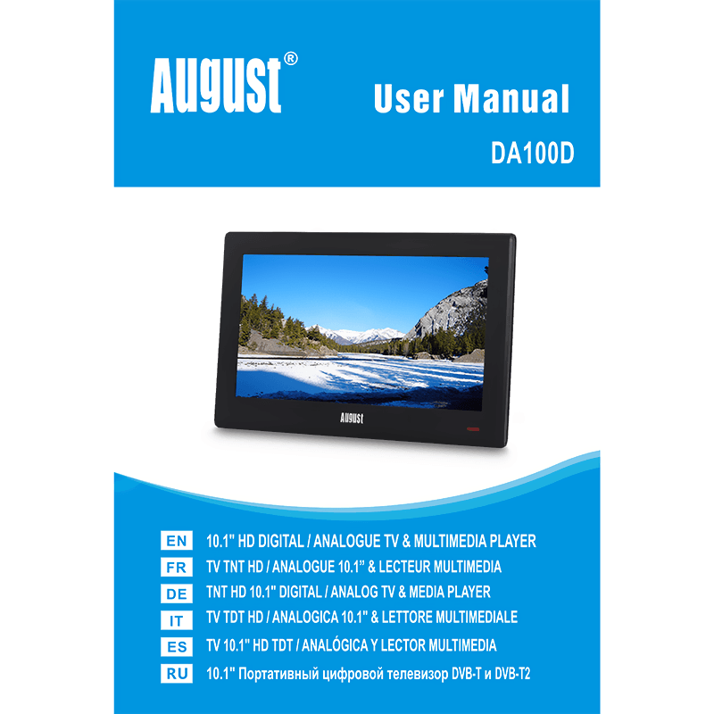 August DA100D 10.1" HD Digital/Analogue TV Multimedia Player Manual