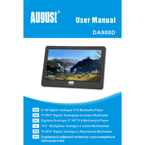 August DA900D 9" HD Digital/Analogue TV Multimedia Player Manual