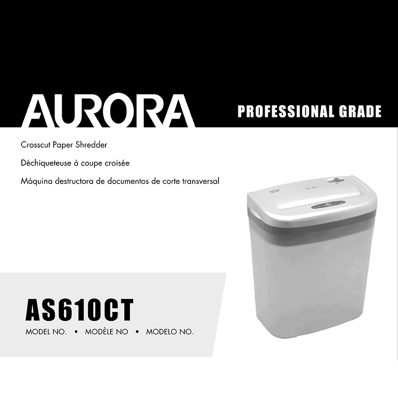 AS610CT Aurora 6-sheet cross-cut shredder Operating Instructions