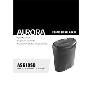 AS618SB Aurora 6-sheet Strip-Cut Paper Shredder Operating Instructions