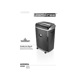 AU2030XA Aurora 20-sheet Cross-Cut Paper Shredder User Manual