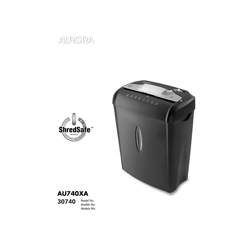 AU740XA Aurora 7-sheet Cross-Cut Paper Shredder User Manual