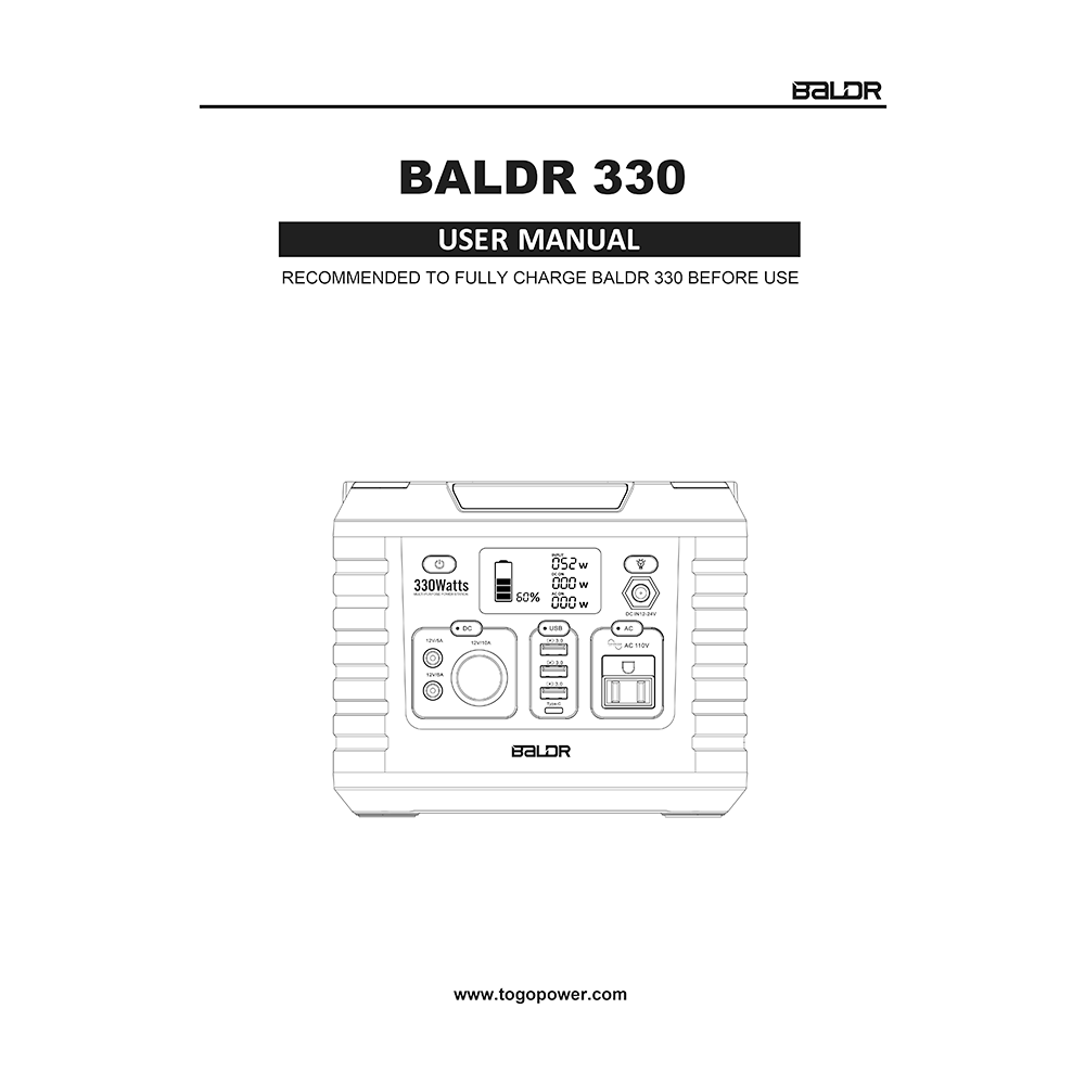 Baldr MP330 Portable Power Station User Manual