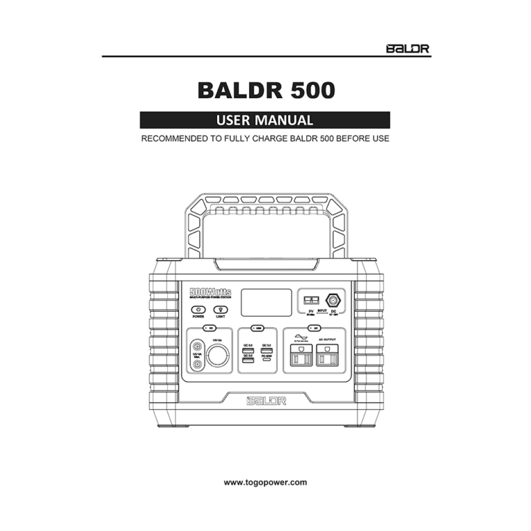 Baldr MP500 MultiPurpose Portable Power Station User Manual