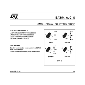 BAT54 BAT54A BAT54C BAT54S ST Small Signal Schottky Diode Data Sheet