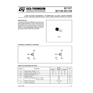 BC107 SGS-THOMSON Transistor Data Sheet