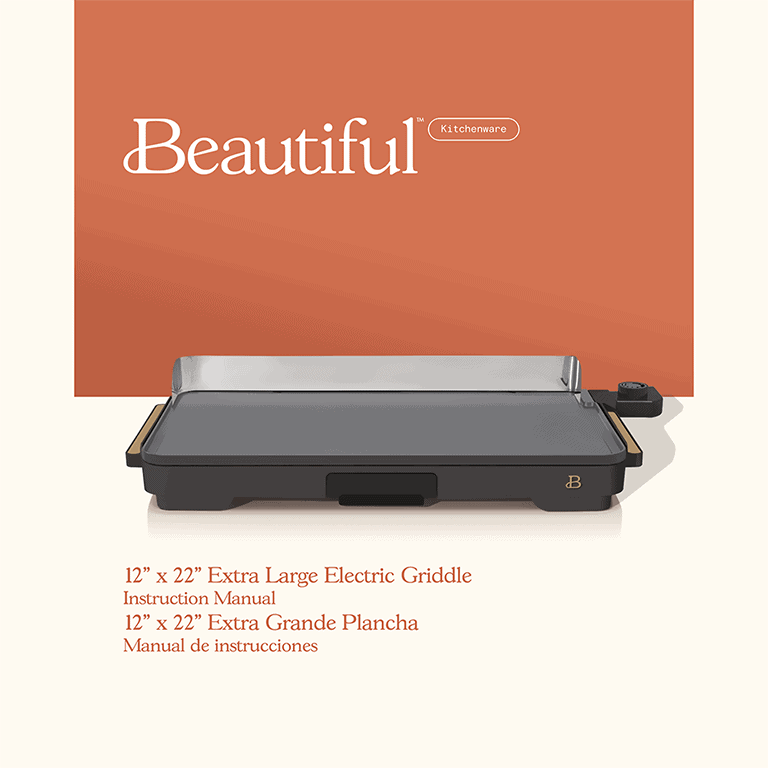 Beautiful 12" x 22" Extra Large Electric Griddle User Manual