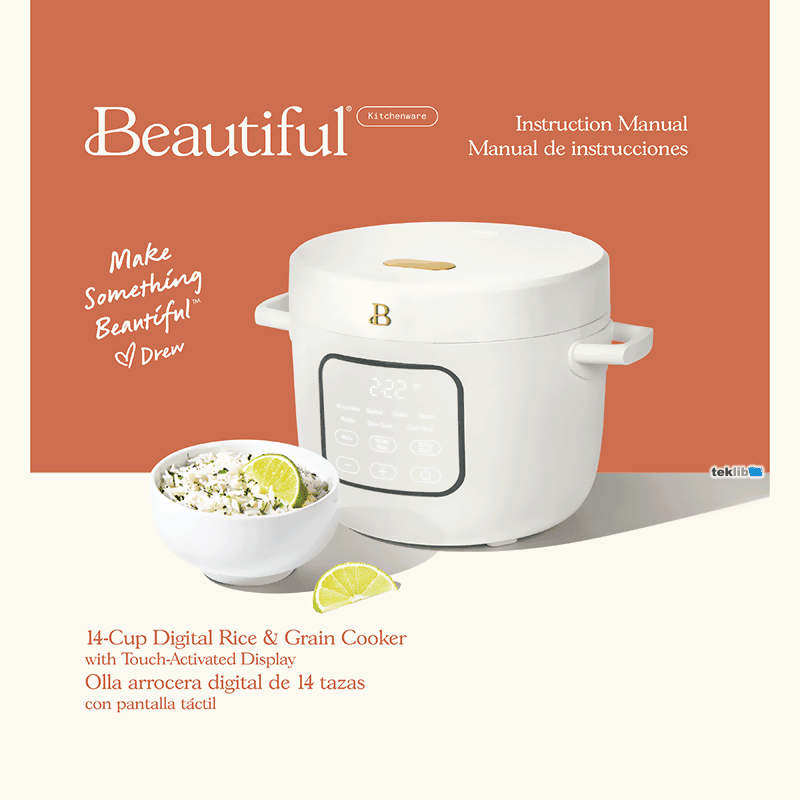 Beautiful 14-cup Electric Rice and Grain Cooker Instruction Manual