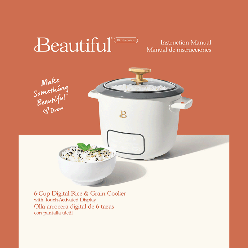 Instruction manual for Beautiful 6-quart Tilt-Head Stand Mixer (by Drew Barrymore)