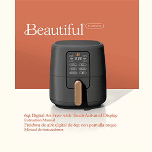 Beautiful 6qt Digital Air Fryer Merlot Instruction Manual