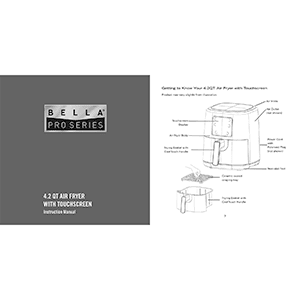 Bella Pro 4.2QT Touchscreen Air Fryer Instruction Manual