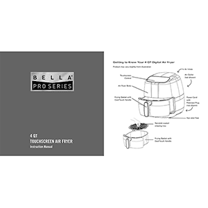 Bella Pro 4QT Touchscreen Air Fryer Instruction Manual