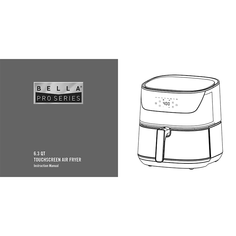 Bella Pro 6.3QT Touchscreen Air Fryer Instruction Manual