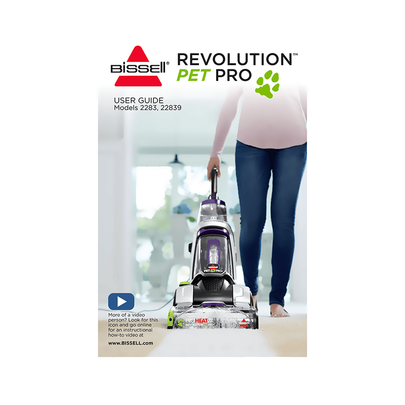 Bissel Model 22839 ProHeat 2X Revolution Pet Pro Carpet Cleaner User Guide