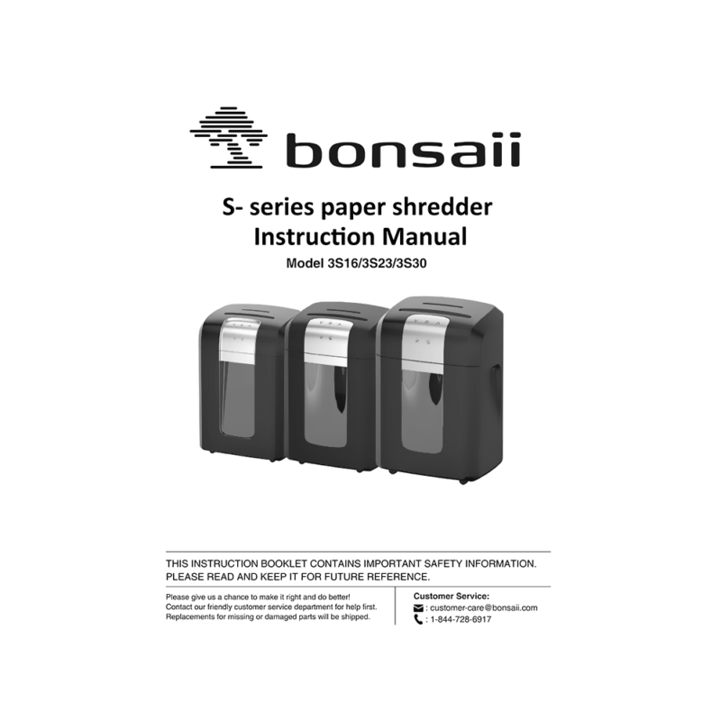 Bonsaii 3S30 20-sheet Cross-Cut Paper Shredder Instruction Manual