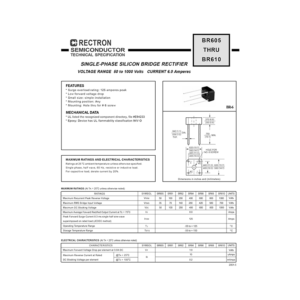 BR605 Rectron 50V 6A Bridge Rectifier Data Sheet