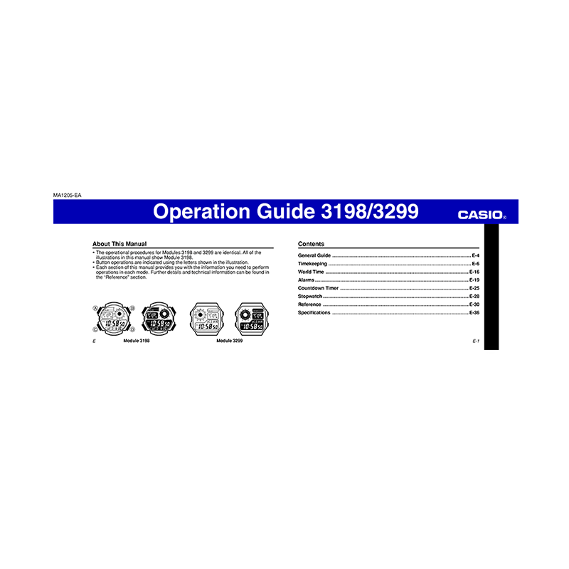 Casio AE-1200WH Watch (Module 3299) Operation Guide