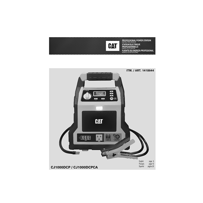 CAT CJ1000DCP / CJ1000DCPCA Professional Power Station Instruction Manual