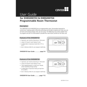 Center CB 24 Hr Programmable Room Thermostat 340015 User Guide