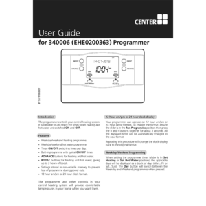 Center CB 2-channel 5/2 day Programmer 340006 User Guide