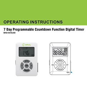Century BND-60/SU88 Digital Timer Instruction Manual