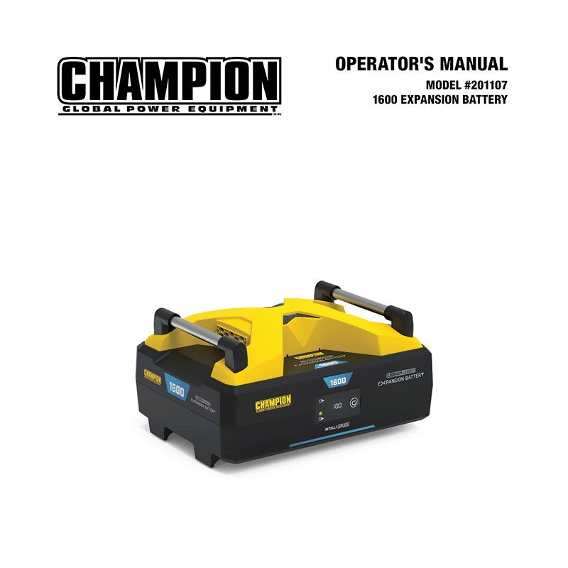 Champion 201107 1638Wh Expansion Battery Operator's Manual