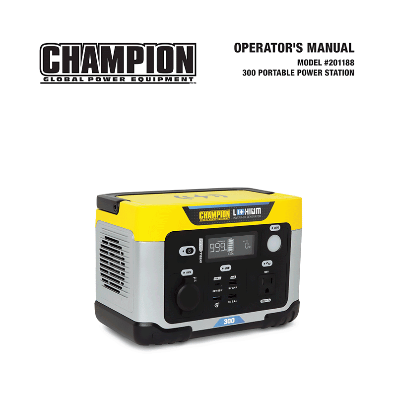 Champion 201188 Power Station 300W / 285Wh Operator's Manual