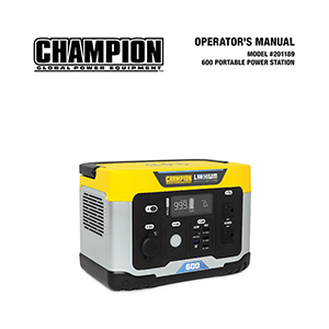 Champion 201189 Portable Power Station 600W/579Wh Operator's Manual