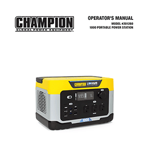 Champion 201260 Power Station 1000W / 998Wh Operator's Manual